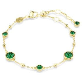 Imber Bracelet Round Cut, Green, Gold-Tone Plated