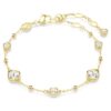 Imber Bracelet Round Cut, Scattered Design, White, Gold-Tone Plated Imber Bracelet Round Cut, Scattered Design, White, Gold-Tone Plated