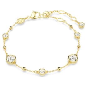 Imber Bracelet Round Cut, Scattered Design, White, Gold-Tone Plated