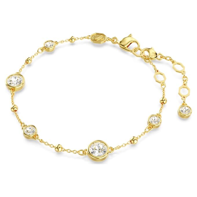 Imber Bracelet Round Cut, Scattered Design, White, Gold-Tone Plated Imber Bracelet Round Cut, Scattered Design, White, Gold-Tone Plated