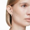 Imber Earring Jackets Asymmetrical Design, Mixed Cuts, White, Gold-Tone Plated