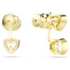 Imber Earring Jackets Asymmetrical Design, Mixed Cuts, White, Gold-Tone Plated