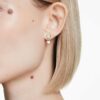 Imber Earring Jackets Asymmetrical Design, Mixed Cuts, White, Gold-Tone Plated