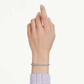 Imber Emily Tennis Bracelet Round Cut, Blue, Rhodium Plated