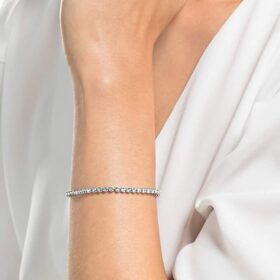 Imber Emily Tennis Bracelet Round Cut, White, Rhodium Plated
