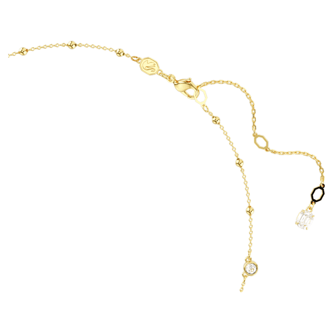 Imber Necklace Round Cut, Scattered Design, White, Gold-Tone Plated Imber Necklace Round Cut, Scattered Design, White, Gold-Tone Plated