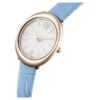 Imber Oval Watch Swiss Made, Leather Strap, Blue, Champagne Gold-Tone Finish