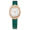 Imber Oval Watch Swiss Made, Leather Strap, Green, Rose Gold-Tone Finish