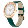 Imber Oval Watch Swiss Made, Leather Strap, Green, Rose Gold-Tone Finish