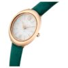 Imber Oval Watch Swiss Made, Leather Strap, Green, Rose Gold-Tone Finish