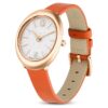 Imber Oval Watch Swiss Made, Leather Strap, Orange, Rose Gold-Tone Finish