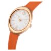 Imber Oval Watch Swiss Made, Leather Strap, Orange, Rose Gold-Tone Finish