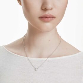 Imber Pendant Round Cut, White, Rhodium Plated