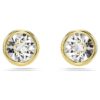 Imber Stud Earrings Round Cut, White, Gold-Tone Plated