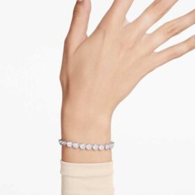 Imber Tennis Bracelet Round Cut, White, Rhodium Plated