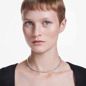 Imber Tennis Necklace Round Cut, White, Rhodium Plated Imber Tennis Necklace Round Cut, White, Rhodium Plated