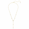 Imber Y Necklace Round Cut, White, Gold-Tone Plated
