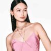 Imber Y Necklace Round Cut, White, Gold-Tone Plated