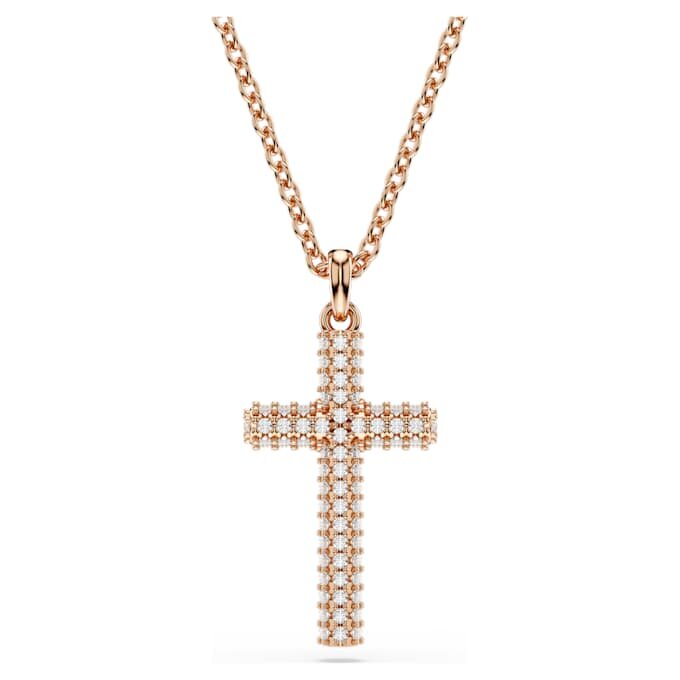 Insigne Pendant Cross, White, Rose Gold-Tone Plated Insigne Pendant Cross, White, Rose Gold-Tone Plated