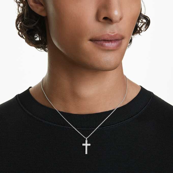 Insigne Pendant Pavé, Cross, White, Rhodium Plated Insigne Pendant Pavé, Cross, White, Rhodium Plated