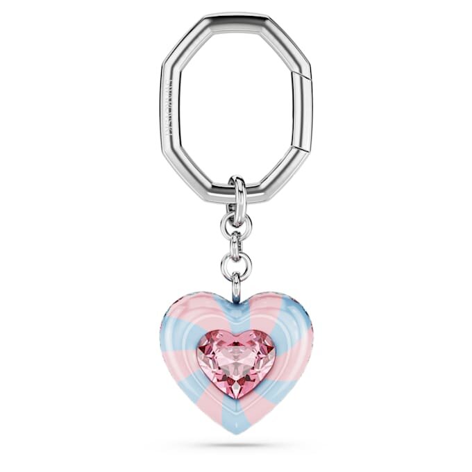 Key Ring Heart Cut, Heart, Multicolored, Rhodium Plated Key Ring Heart Cut, Heart, Multicolored, Rhodium Plated