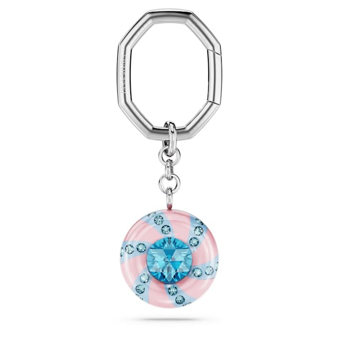Key Ring Round Cut, Multicolored, Rhodium Plated Key Ring Round Cut, Multicolored, Rhodium Plated