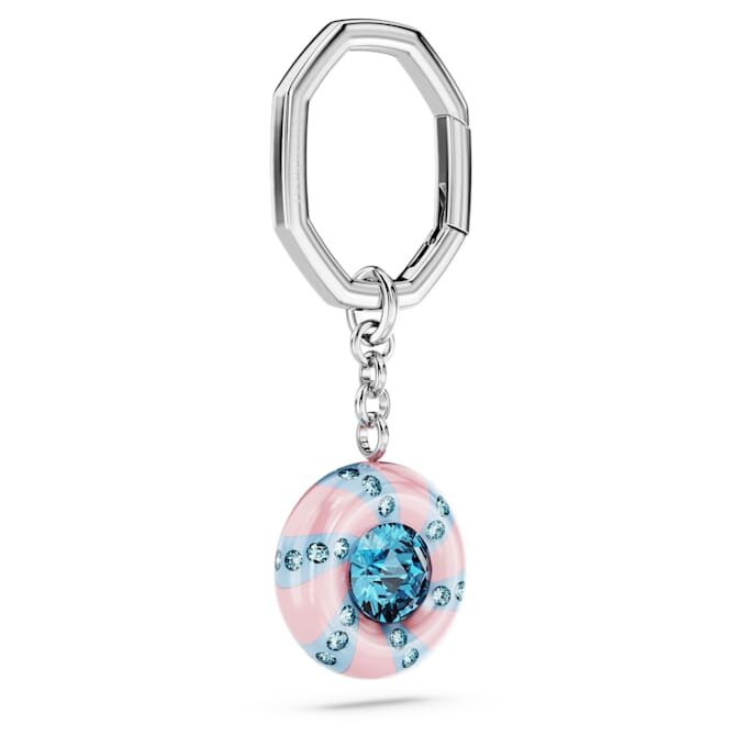 Key Ring Round Cut, Multicolored, Rhodium Plated Key Ring Round Cut, Multicolored, Rhodium Plated