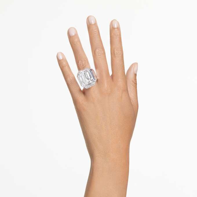 Lucent Cocktail Ring Octagon Cut, White Lucent Cocktail Ring Octagon Cut, White