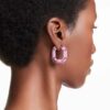 Lucent Hoop Earrings Octagon Shape, Small, Pink