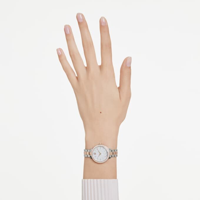 Matrix 3-Link Watch Swiss Made, Metal Bracelet, Silver Tone, Rose Gold-Tone Finish Matrix 3-Link Watch Swiss Made, Metal Bracelet, Silver Tone, Rose Gold-Tone Finish