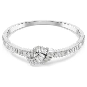 Matrix Bangle Baguette Cut, Knot, White, Rhodium Plated