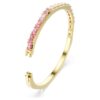Matrix Bangle Baguette Cut, Octagon Shape, Pink, Gold-Tone Plated