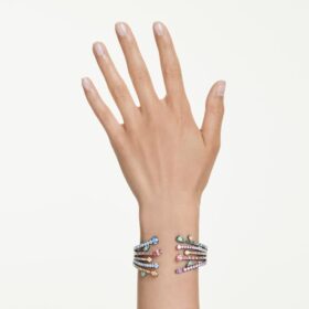 Matrix Bangle Mixed Cuts, Bouquet, Multicolored, Ruthenium Plated