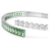Matrix Bangle Mixed Cuts, Green, Rhodium Plated