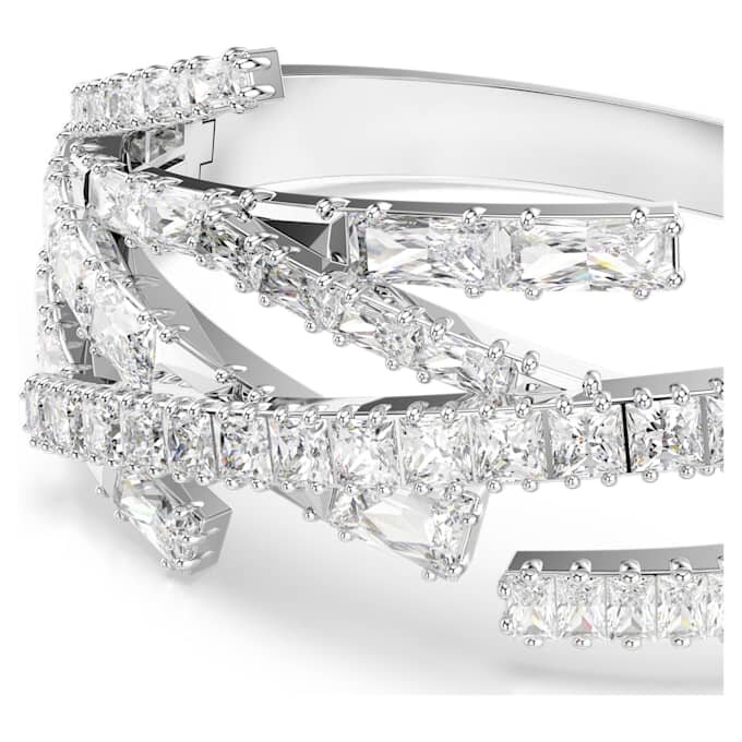 Matrix Bangle Mixed Cuts, White, Rhodium Plated Matrix Bangle Mixed Cuts, White, Rhodium Plated