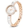 Matrix Bangle Watch Swiss Made, Crystal Bracelet, White, Rose Gold-Tone Finish