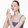 Matrix Bracelet Mixed Cuts, Blue, Rhodium Plated