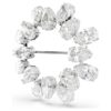 Matrix Brooch Pear Cut, White, Rhodium Plated