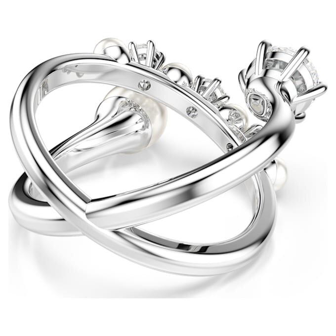 Matrix Cocktail Ring Crystal Pearl, Round Cut, White, Rhodium Plated Matrix Cocktail Ring Crystal Pearl, Round Cut, White, Rhodium Plated