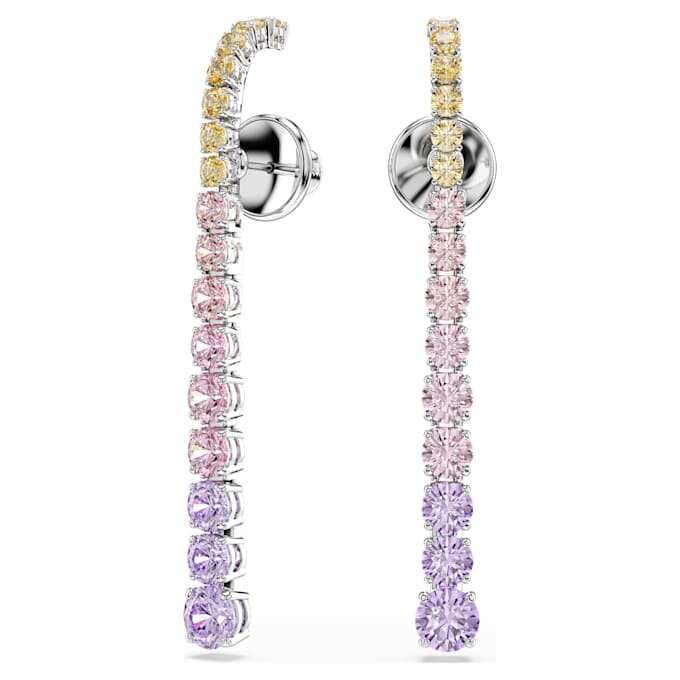 Matrix Drop Earrings Gradient of Round Cuts, Multicolored, Rhodium Plated Matrix Drop Earrings Gradient of Round Cuts, Multicolored, Rhodium Plated