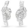 Matrix Earrings Baguette Cut, Knot, White, Rhodium Plated
