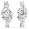 Matrix Earrings Baguette Cut, Knot, White, Rhodium Plated