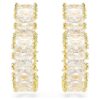 Matrix Hoop Earrings Baguette Cut, Heart, Small, White, Gold-Tone Plated Matrix Hoop Earrings Baguette Cut, Heart, Small, White, Gold-Tone Plated