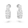 Matrix Hoop Earrings Baguette Cut, Heart, Small, White, Rhodium Plated Matrix Hoop Earrings Baguette Cut, Heart, Small, White, Rhodium Plated
