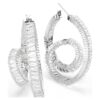Matrix Hoop Earrings Baguette Cut, Ribbon, White, Rhodium Plated Matrix Hoop Earrings Baguette Cut, Ribbon, White, Rhodium Plated