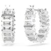 Matrix Hoop Earrings Baguette Cut, White, Rhodium Plated Matrix Hoop Earrings Baguette Cut, White, Rhodium Plated