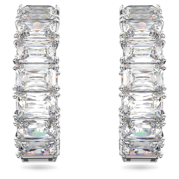 Matrix Hoop Earrings Octagon Cut, White, Rhodium Plated Matrix Hoop Earrings Octagon Cut, White, Rhodium Plated