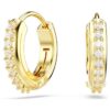 Matrix Hoop Earrings Round Cut, White, Gold-Tone Plated