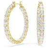 Matrix Hoop Earrings Round Cut, White, Gold-Tone Plated