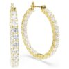 Matrix Hoop Earrings Round Cut, White, Gold-Tone Plated